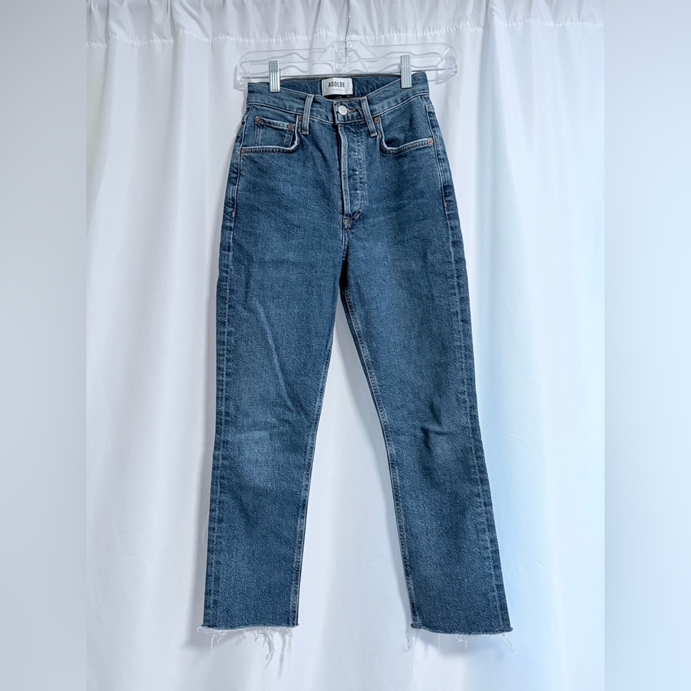 Agolde Riley Blue Straight Leg Crop Jeans Women’s Size 23 Minimalist Chic